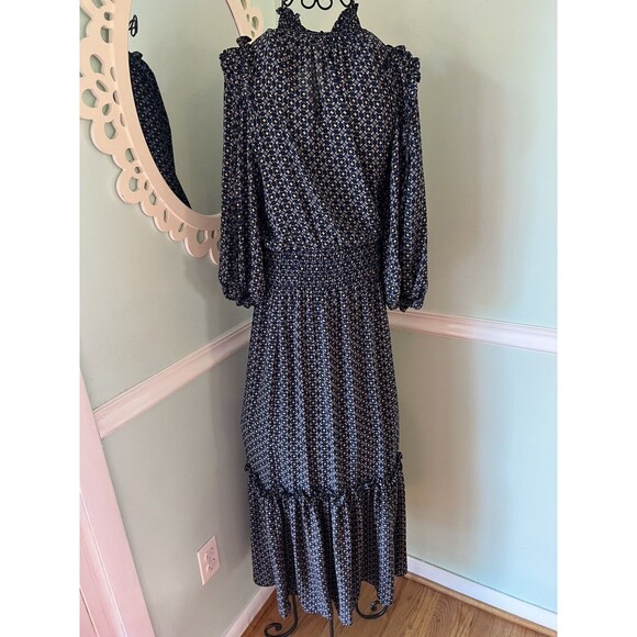 Max Studio Tiered Floral Maxi Dress Smocked CottageCore, Blue Prairie Lace  XS - Picture 2 of 4